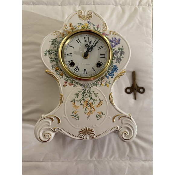 Franklin Mint Other - Vintage 1982 Franklin Mint Porcelain Clock SNHF Franz Hermle With Key Working
